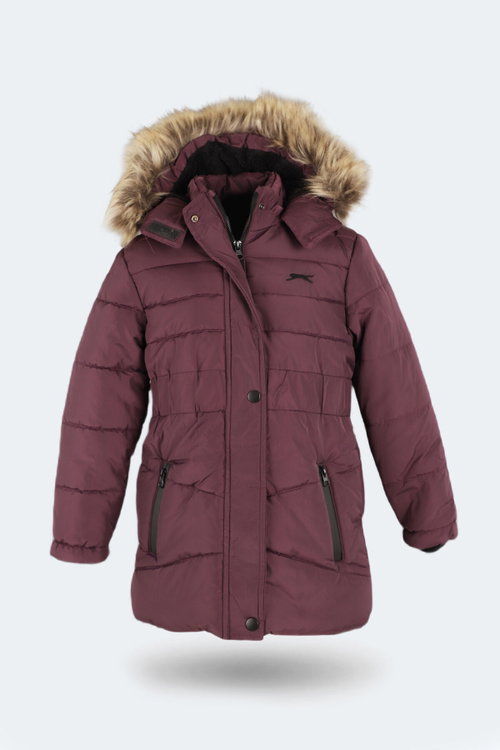 Slazenger CANDY NEW Kız Çocuk Kapüşonlu Şişme Mor Mont & Kaban