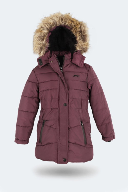 Slazenger CANDY NEW Kız Çocuk Kapüşonlu Şişme Mor Mont & Kaban