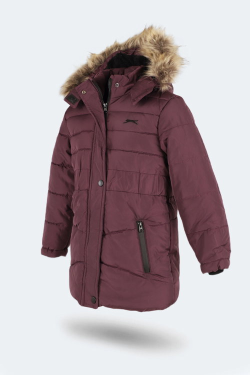 Slazenger CANDY NEW Kız Çocuk Kapüşonlu Şişme Mor Mont & Kaban