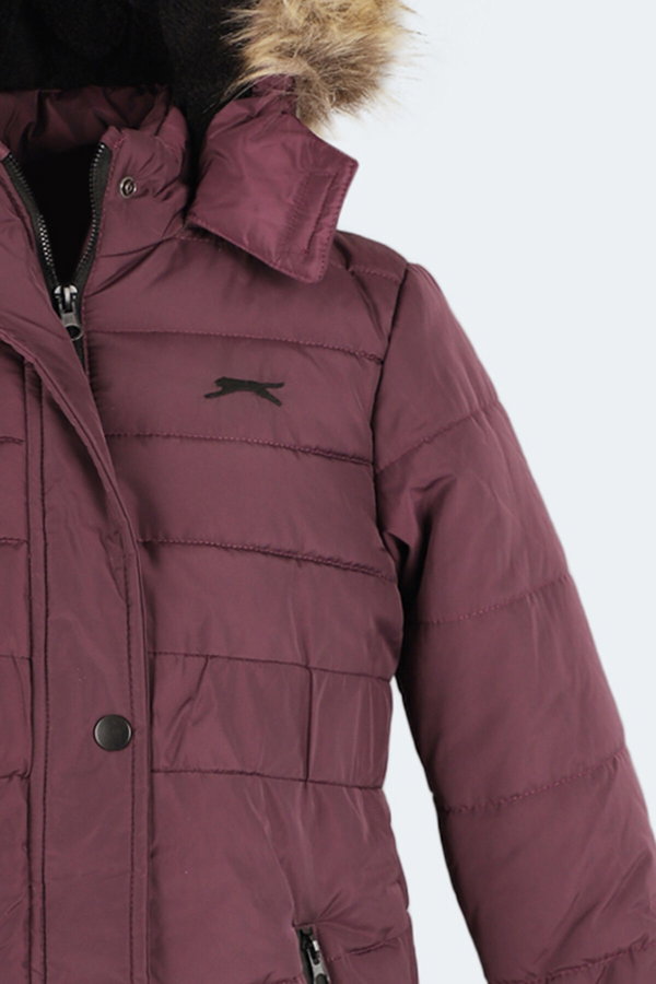 Slazenger CANDY NEW Kız Çocuk Kapüşonlu Şişme Mor Mont & Kaban