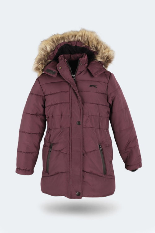 Slazenger CANDY NEW Kız Çocuk Kapüşonlu Şişme Mor Mont & Kaban