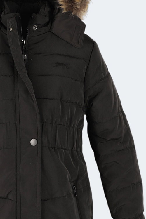 Slazenger CANDY NEW Kız Çocuk Kapüşonlu Şişme Siyah Mont & Kaban