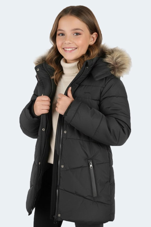 Slazenger CANDY NEW Kız Çocuk Mont & Kaban Siyah