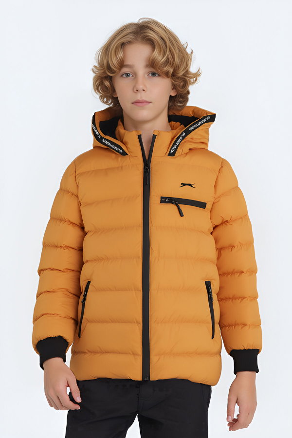 Slazenger CAPTAIN NEW IN Unisex Çocuk Kapüşonlu Şişme Sarı Mont & Kaban