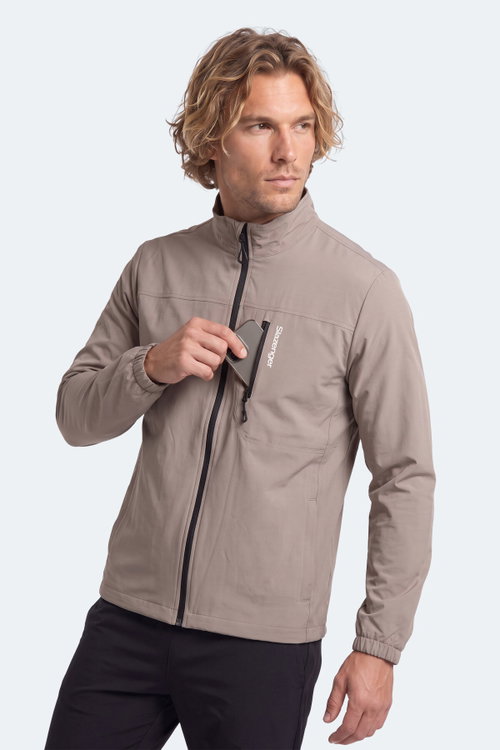 Slazenger CEDO Erkek İçi Polarlı Rüzgar Ve Su itici Bej Mont & Kaban