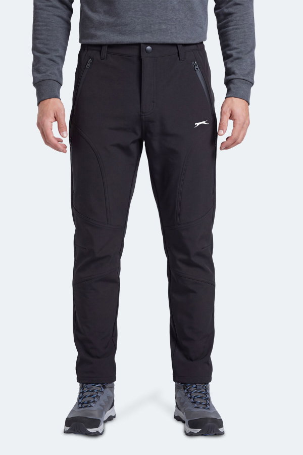 Slazenger CELYON Erkek İçi Polarlı Rüzgar ve Su Geçirmez Softshell Siyah Pantolon