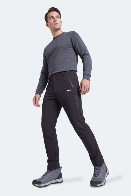 Slazenger CELYON Erkek İçi Polarlı Rüzgar ve Su Geçirmez Softshell Siyah Pantolon