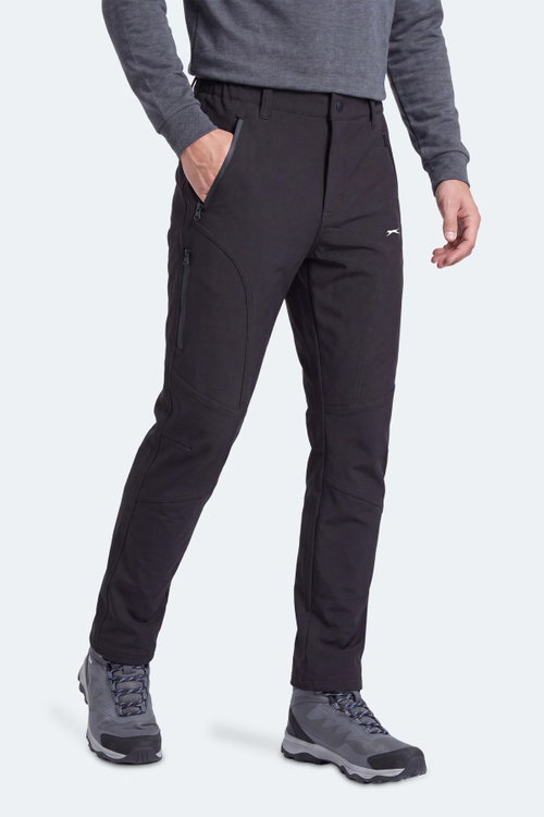 Slazenger CELYON Erkek İçi Polarlı Rüzgar ve Su Geçirmez Softshell Siyah Pantolon