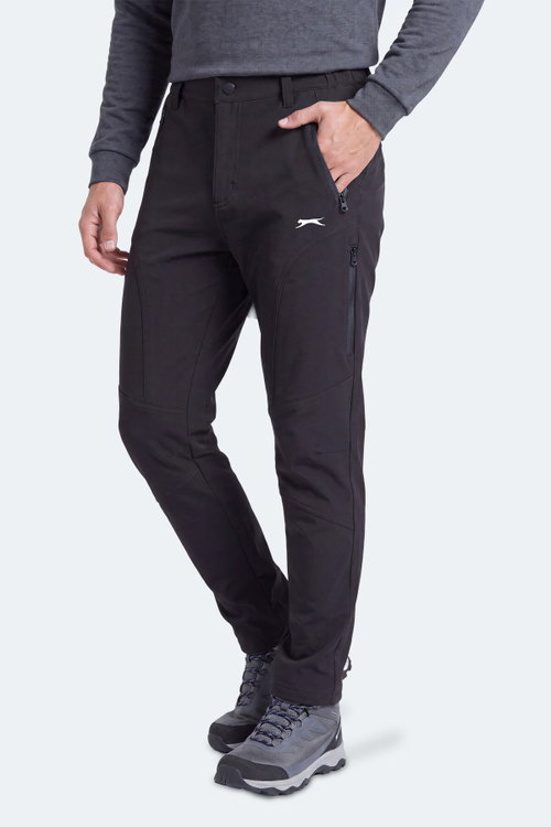 Slazenger CELYON Erkek İçi Polarlı Rüzgar ve Su Geçirmez Softshell Siyah Pantolon