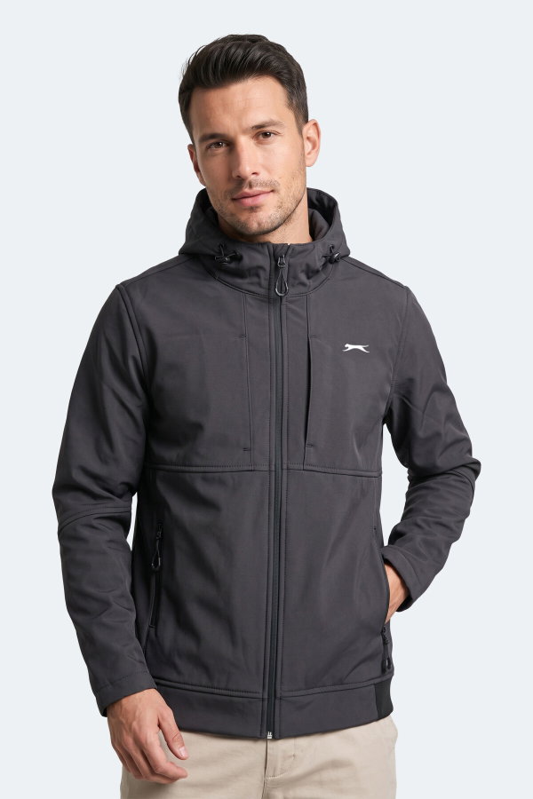 Slazenger CENTRA Erkek Dik Yaka Fermuarlı Antrasit Mont & Kaban