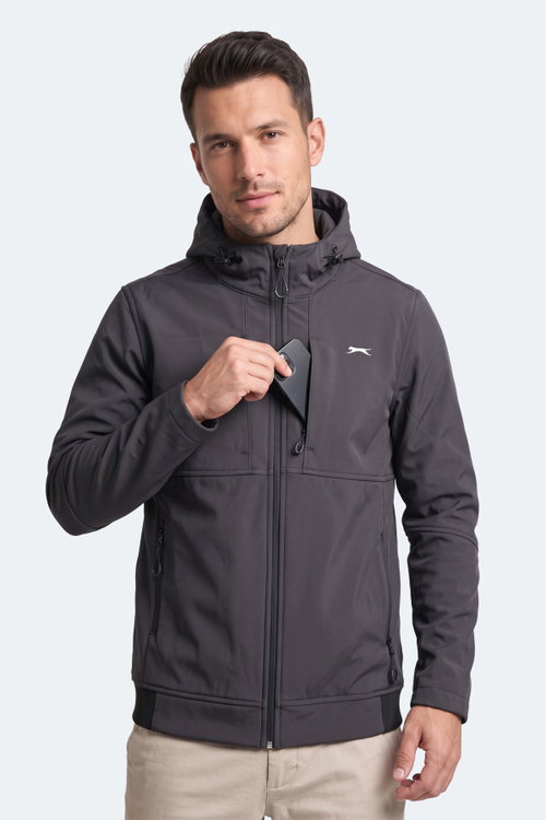 Slazenger CENTRA Erkek Dik Yaka Fermuarlı Antrasit Mont & Kaban