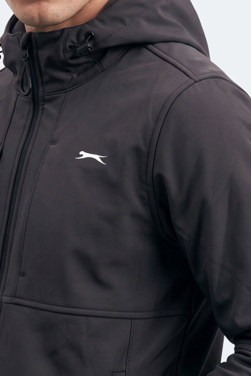 Slazenger CENTRA Erkek İçi Polarlı Rüzgar ve Su Geçirmez Softshell Siyah Mont & Kaban