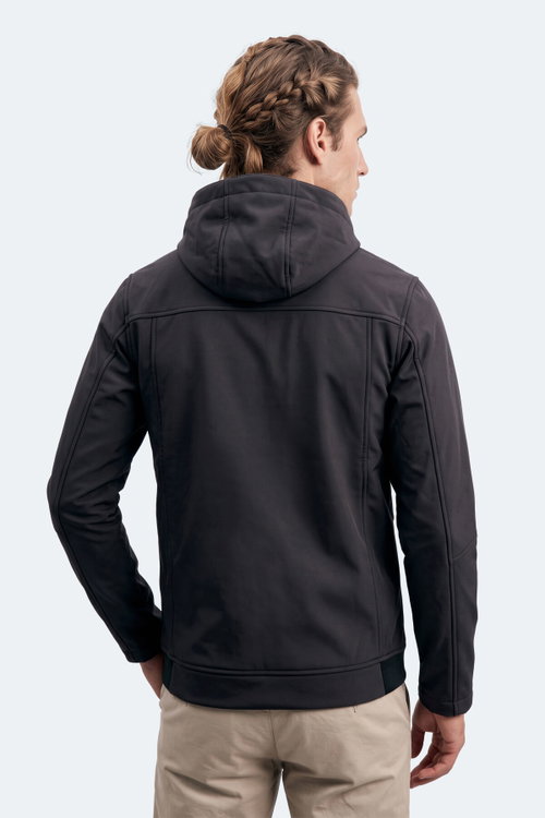 Slazenger CENTRA Erkek İçi Polarlı Rüzgar ve Su Geçirmez Softshell Siyah Mont & Kaban