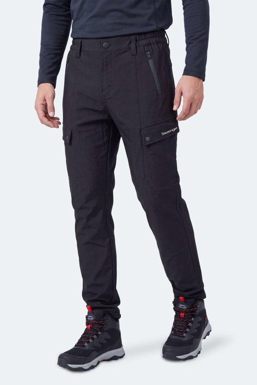 Slazenger CLIMAX I Erkek İçi Polarlı Rüzgar ve Su Geçirmez Softshell Siyah Pantolon