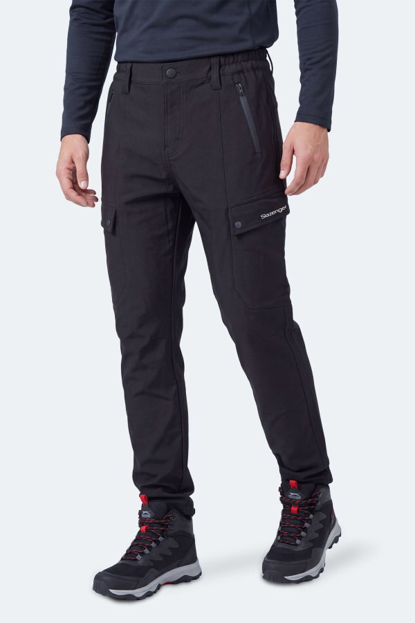 Slazenger CLIMAX I Erkek İçi Polarlı Rüzgar ve Su Geçirmez Softshell Siyah Pantolon