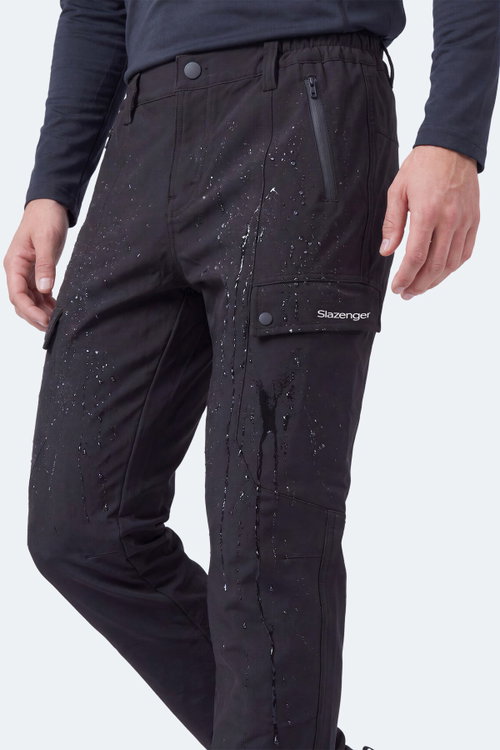 Slazenger CLIMAX I Erkek İçi Polarlı Rüzgar ve Su Geçirmez Softshell Siyah Pantolon