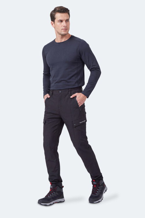 Slazenger CLIMAX I Erkek İçi Polarlı Rüzgar ve Su Geçirmez Softshell Siyah Pantolon