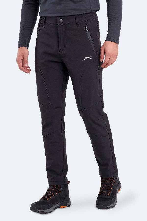 Slazenger COCOA I Erkek İçi Polarlı Rüzgar ve Su Geçirmez Softshell Siyah Pantolon