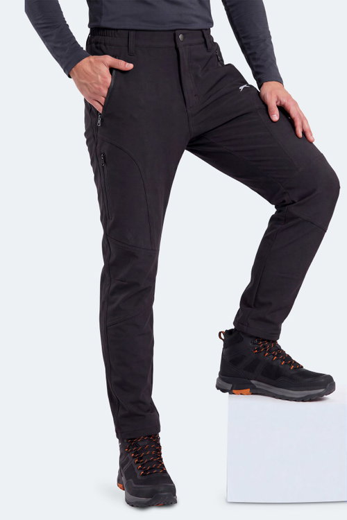 Slazenger COCOA I Erkek İçi Polarlı Rüzgar ve Su Geçirmez Softshell Siyah Pantolon