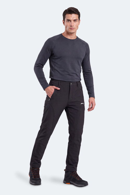 Slazenger COCOA I Erkek İçi Polarlı Rüzgar ve Su Geçirmez Softshell Siyah Pantolon