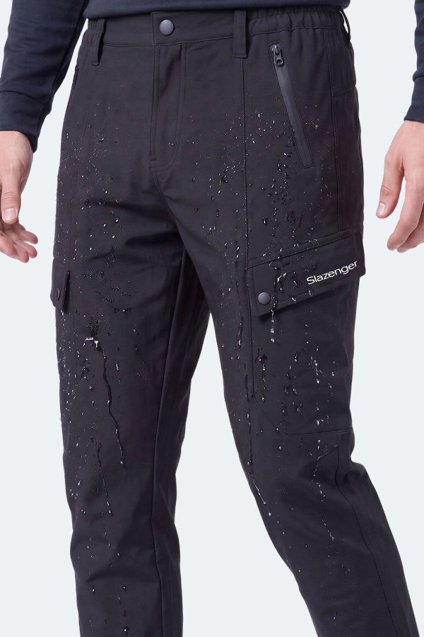 Slazenger COREVA Erkek İçi Polarlı Rüzgar ve Su Geçirmez Softshell Siyah Pantolon