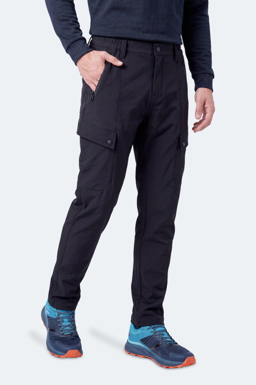 Slazenger COREVA Erkek İçi Polarlı Rüzgar ve Su Geçirmez Softshell Siyah Pantolon