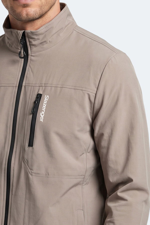 Slazenger CORRAL I Erkek İçi Polarlı Rüzgar ve Su Geçirmez Softshell Bej Mont & Kaban