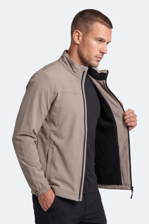 Slazenger CORRAL I Erkek İçi Polarlı Rüzgar ve Su Geçirmez Softshell Bej Mont & Kaban