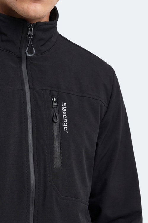 Slazenger CORRAL I Erkek İçi Polarlı Rüzgar ve Su Geçirmez Softshell Siyah Mont & Kaban