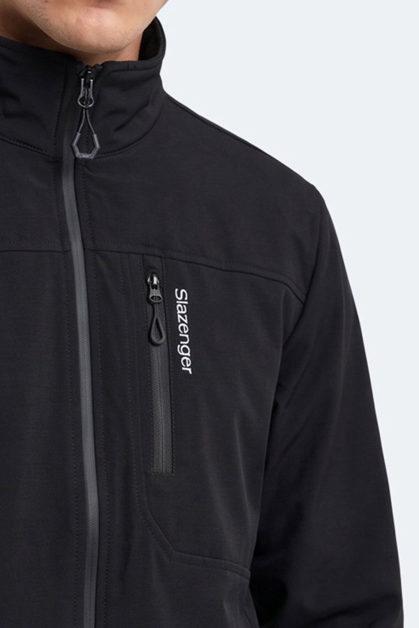Slazenger CORRAL I Erkek İçi Polarlı Rüzgar ve Su Geçirmez Softshell Siyah Mont & Kaban