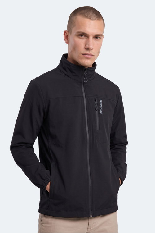 Slazenger CORRAL I Erkek İçi Polarlı Rüzgar ve Su Geçirmez Softshell Siyah Mont & Kaban
