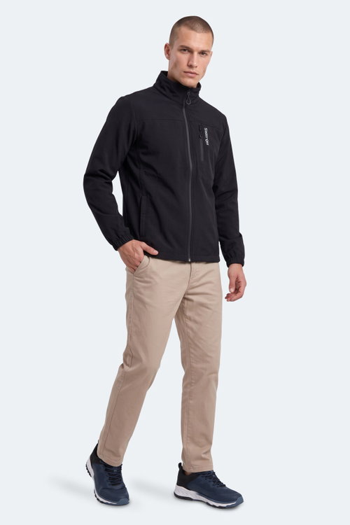 Slazenger CORRAL I Erkek İçi Polarlı Rüzgar ve Su Geçirmez Softshell Siyah Mont & Kaban