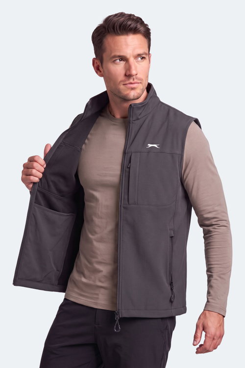 Slazenger CORVEN Erkek Softshell Koyu Gri Yelek