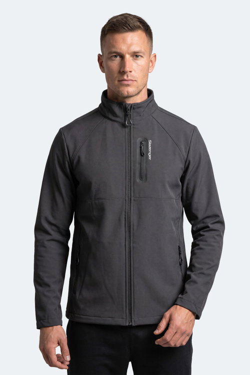 Slazenger COVEX Erkek İçi Polarlı Rüzgar ve Su Geçirmez Softshell Koyu Gri Mont & Kaban
