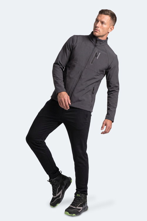 Slazenger COVEX Erkek İçi Polarlı Rüzgar ve Su Geçirmez Softshell Koyu Gri Mont & Kaban