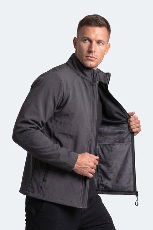 Slazenger COVEX Erkek İçi Polarlı Rüzgar ve Su Geçirmez Softshell Koyu Gri Mont & Kaban