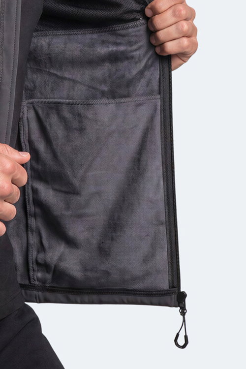 Slazenger COVEX Erkek İçi Polarlı Rüzgar ve Su Geçirmez Softshell Koyu Gri Mont & Kaban