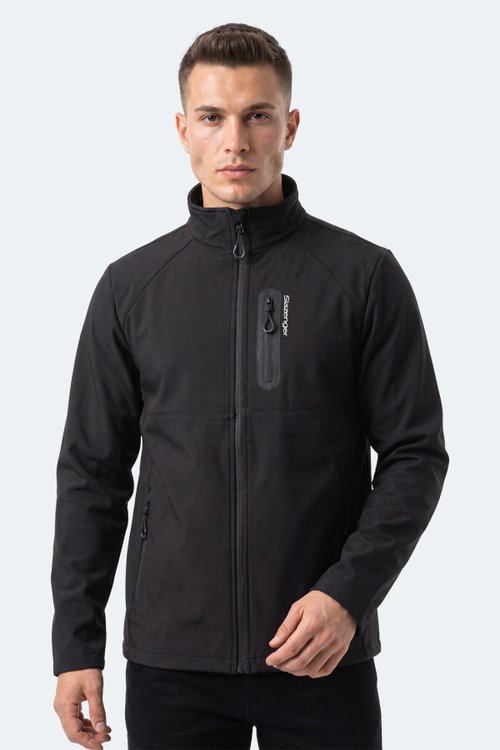 Slazenger COVEX Erkek İçi Polarlı Rüzgar ve Su Geçirmez Softshell Siyah Mont & Kaban