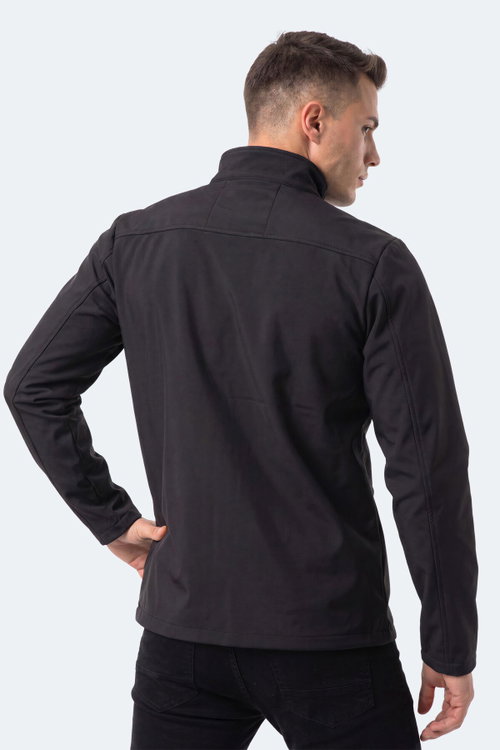 Slazenger COVEX Erkek İçi Polarlı Rüzgar ve Su Geçirmez Softshell Siyah Mont & Kaban