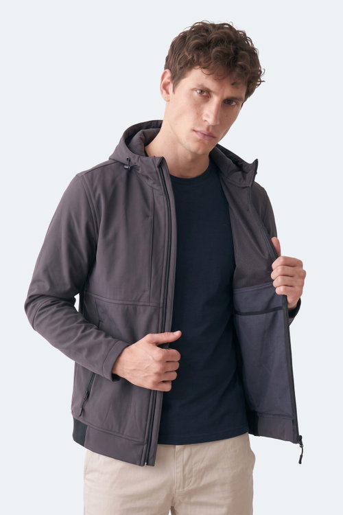 Slazenger CREST I Erkek Dik Yaka Fermuarlı Antrasit Mont & Kaban