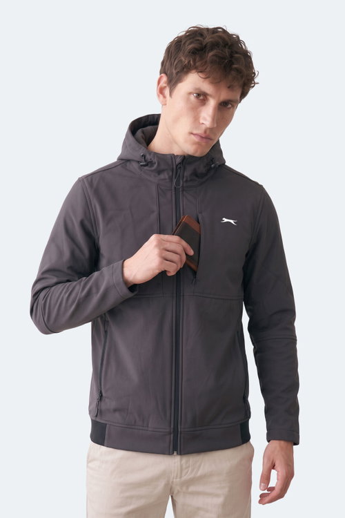 Slazenger CREST I Erkek Dik Yaka Fermuarlı Antrasit Mont & Kaban