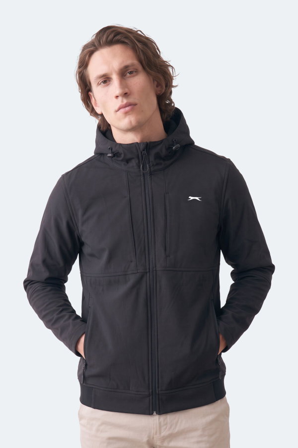 Slazenger CREST I Erkek Dik Yaka Fermuarlı Siyah Mont & Kaban
