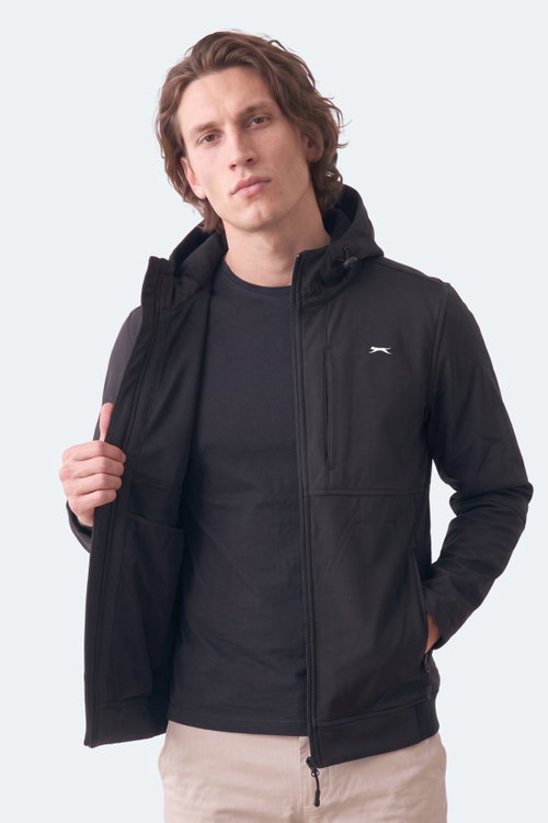Slazenger CREST I Erkek Dik Yaka Fermuarlı Siyah Mont & Kaban