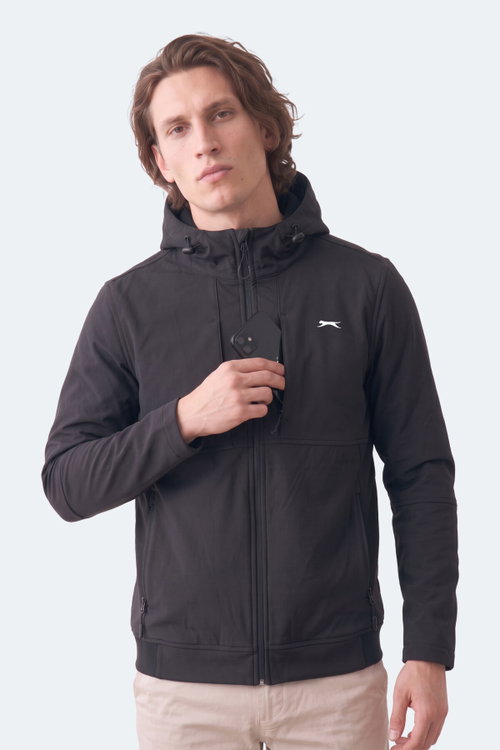 Slazenger CREST I Erkek Dik Yaka Fermuarlı Siyah Mont & Kaban