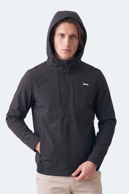 Slazenger CREST I Erkek Dik Yaka Fermuarlı Siyah Mont & Kaban