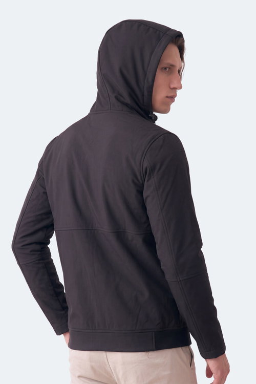 Slazenger CREST I Erkek Dik Yaka Fermuarlı Siyah Mont & Kaban