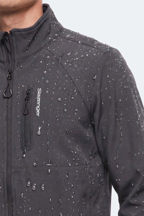 Slazenger CRIMSON I Erkek İçi Polarlı Rüzgar ve Su Geçirmez Softshell Koyu Gri Mont & Kaban