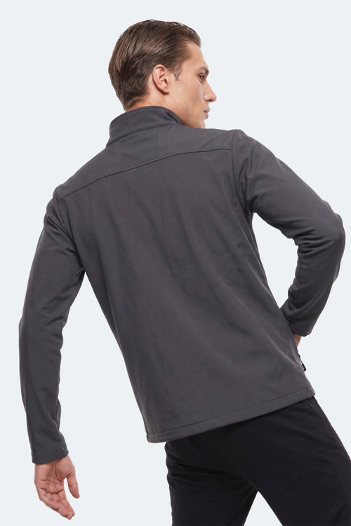 Slazenger CRIMSON I Erkek İçi Polarlı Rüzgar ve Su Geçirmez Softshell Koyu Gri Mont & Kaban