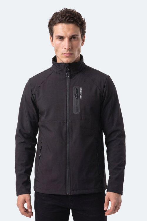 Slazenger CRIMSON I Erkek İçi Polarlı Rüzgar ve Su Geçirmez Softshell Siyah Mont & Kaban