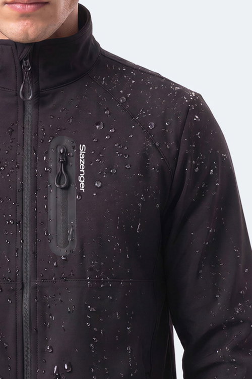 Slazenger CRIMSON I Erkek İçi Polarlı Rüzgar ve Su Geçirmez Softshell Siyah Mont & Kaban